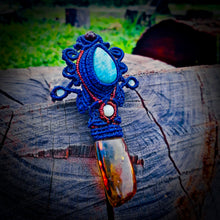 Load image into Gallery viewer, Amazonite and amber pendant (unique design)