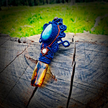 Load image into Gallery viewer, Amazonite and amber pendant (unique design)