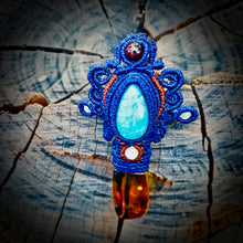 Load image into Gallery viewer, Amazonite and amber pendant (unique design)