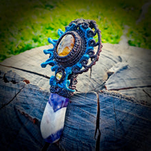 Load image into Gallery viewer, Rutilated quartz and chevron amethyst pendant (unique design)