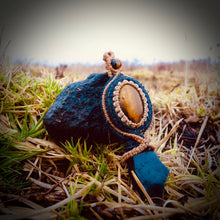 Load image into Gallery viewer, Tiger eye and obsidian pendant
