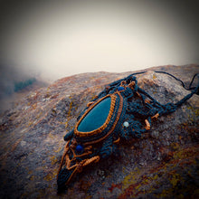 Load image into Gallery viewer, Manto Huichol obsidian necklace (unique design)