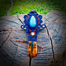 Load image into Gallery viewer, Amazonite and amber pendant (unique design)
