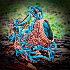 Manto Huichol obsidian bracelet (unique design)
