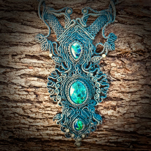 Chrysocolla and azurite with malachite necklace (unique design)