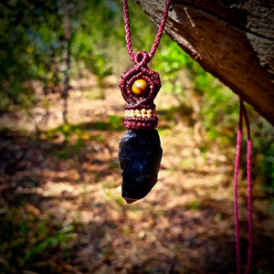 Rough obsidian necklace