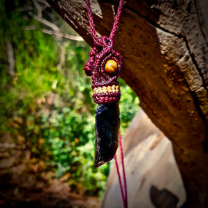 Rough obsidian necklace