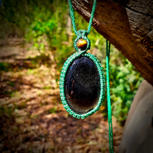 Gold sheen obsidian necklace