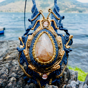Copper rutilated quartz necklace (unique design)