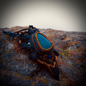 Manto Huichol obsidian necklace (unique design)